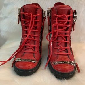 Giuseppe Zanotti leather wedge sneakers.